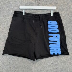 Odd Future Terry Sweat Shorts Mens XL Spell Out Black‎ Blue Drawstring 4" Inseam